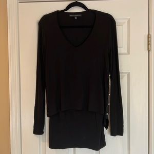 WHBM Double Layer Black Tunic With Silver Buttons On The Side.